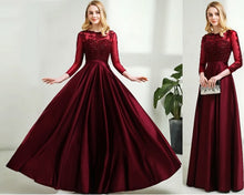 Load image into Gallery viewer, G92 (11), Dark Wine Satin Ball Gown, Size (XS-30 to XXXL-46),