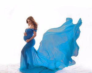 G46 (2), Blue Maternity Shoot Trail Baby Shower  Lycra Fit Gown, Size (ALL)
