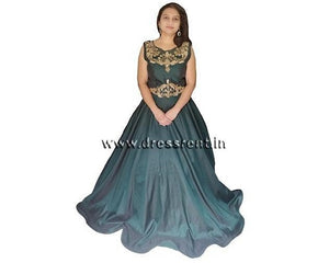 G162, Green Satin Gown, Size (XS-30 to L-38)