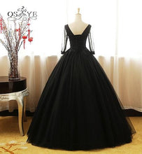 Load image into Gallery viewer, G146, Black Semi Off Shoulder Ball Gown, Size (XS-30 to XL-35)