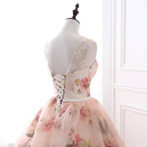 G210 (7), Light Pink Floral Prewedding Shoot Ball Trail Gown, Size (XS-30 to 4 XL -48)