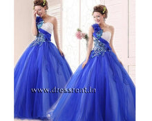 Load image into Gallery viewer, G166, Blue Prewedding Ball Gown, Size (XS-30 toL-38)