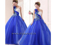 Load image into Gallery viewer, G166, Blue Ball Gown, Size (XS-30 toL-38)