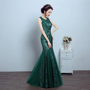 G78, Green Lace Tube Mermaid Gown, Size (XS-30 to L-36)