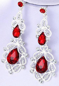 Red crystal drop earrings