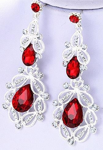 Buy Ruby Red Tear Crystal Earrings Red Crystal Dress Jewellery Earring Siam  Red Shimmering Earrings Online in India - Etsy