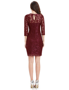 Wine Sleeves Cocktail Dress,Size (XS-30 to L-38)