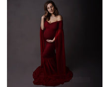 Load image into Gallery viewer, G181 (5) Wine Long Sleeves Trail Gown, Size (ALL)