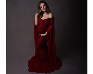G181 (5) Wine Long Sleeves Trail Gown, Size (ALL)