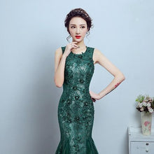 Load image into Gallery viewer, G78, Green Lace Tube Mermaid Gown, Size (XS-30 to L-36)