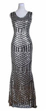 Load image into Gallery viewer, G87, Silver Black Mermaid Cocktail Gown, Size (XS-30 toL-36)