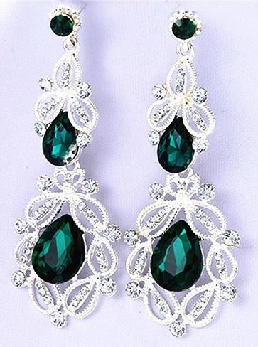 Green Crystal Drop Earrings