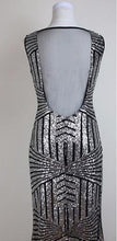 Load image into Gallery viewer, G87, Silver Black Mermaid Cocktail Gown, Size (XS-30 toL-36)
