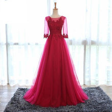 Load image into Gallery viewer, G183 (5), Wine half Sleeves Gown, Size (XS-30 to XL-40)