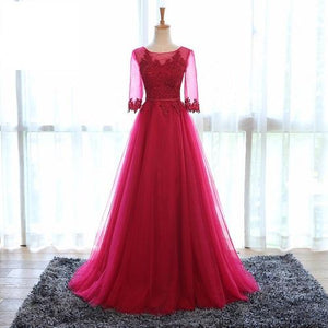 G183 (5), Wine half Sleeves Gown, Size (XS-30 to XL-40)