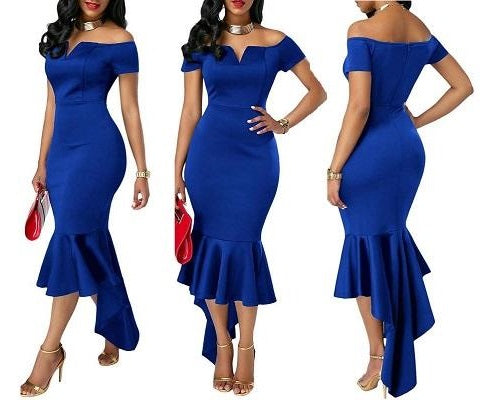 G74, Blue Fish Trail Gown, Size (XS-30 to L-36)