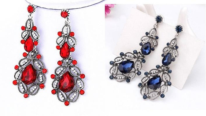 Read and Dark Blue Earrings