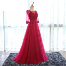 Load image into Gallery viewer, G183 (5), Wine  Half Sleeves Prewedding Shoot Infinity Long Trail Gown, Size (XS-30 to XL-40)