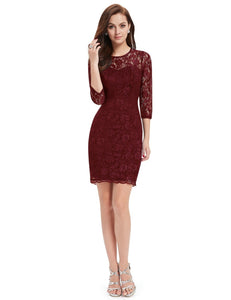 Wine Sleeves Cocktail Dress,Size (XS-30 to L-38)