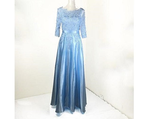 G94, Sky Blue Satin Gown, Size (XS-30 to XXXL-46)