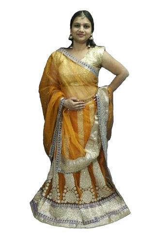 L39, Orange Lehenga, Size (XS-30 to XL-40)