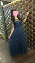 Load image into Gallery viewer, G108, Navy Blue Shimmer Gown (Sleeves available), Size (XS-30 to L-36)