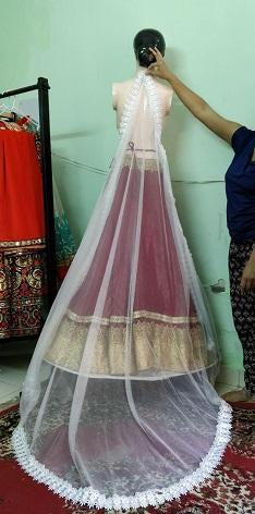 Long embroidery Veil