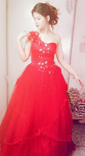 Load image into Gallery viewer, G158, Red Ball Gown One Shoulder, Size (XS-30 to L-38)