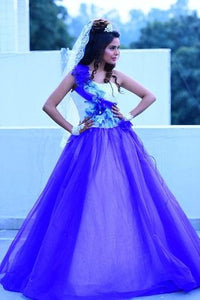 G166, Blue Ball Gown, Size (XS-30 toL-38)