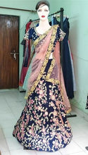 Load image into Gallery viewer, L27,Navy Blue Floral Embroidered Lehenga, Size (XS-30 to XXL-40)