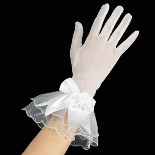 White Satin Gloves