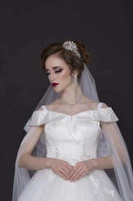 Load image into Gallery viewer, W151 (2) White Off-Shoulder Veil Princess Trail Wedding Gown, Size (XS-30 to XL-40)