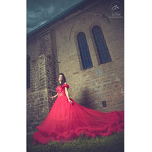Load image into Gallery viewer, G123, Luxury Wine Puffy Cloud Trail Big Ball Gown, Size (XS-30 to L-38)
