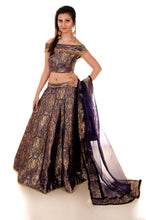 Load image into Gallery viewer, L1, Brocade Crop Top Off Shoulder Lehenga, Size (XS-30 to L-38)