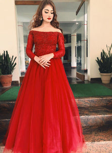 G135 (5), Wine Ball Semi off Shoulder Gown, Size (XS-30 to L-38) Ball Gown dressstyleicon 