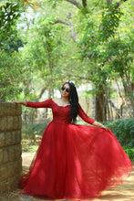Load image into Gallery viewer, G135 (5), Wine Ball Semi off Shoulder Gown, Size (XS-30 to L-38) Ball Gown dressstyleicon 