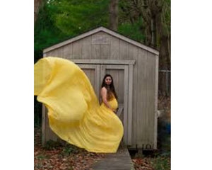 G178 (2), Yellow prewedding Shoot Long Trail Gown, Size(All)