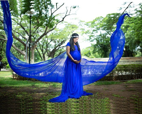 G233,Royal Blue Twin Trail Prewedding Shoot Trail Gown Size(ALL)