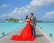 Load image into Gallery viewer, G137 (9), Luxury Red Puffy Cloud Trail Ball Gown, Size (XS-30 to xl 42)