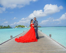 Load image into Gallery viewer, G137 (9), Luxury Red Puffy Cloud Trail Ball Gown, Size (XS-30 to xl 42)