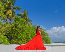 Load image into Gallery viewer, G137 (9), Luxury Red Puffy Cloud Trail Ball Gown, Size (XS-30 to xl 42)