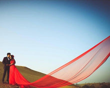 Load image into Gallery viewer, G129 (3), Red Offshoulder half sleeves Infinity Prewedding Shoot Trail Ball Gown, Size (XS-30 to L-38)