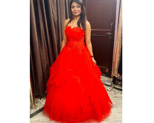 G230, Red Tub Top Ball Gown, Size (XS-30 to XL-40)