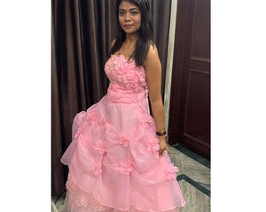 G228, Pink Tub Top Ball Gown, Size (XS-30 to XL-40)