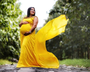 G178 (2), Yellow Maternity Shoot Trail Baby Shower Gown, Size (All)