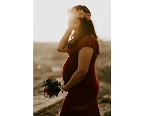 G42 (4), Long Off Shoulder Wine Maternity shoot Baby Shower dress, Size (ALL)