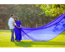 Load image into Gallery viewer, G500, Royal Blue Round Neck Maternity Long Trail Gown, Size(All)