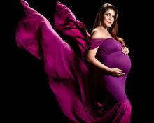 Load image into Gallery viewer, G218, (3) Purple Maternity Shoot Trail Baby Shower  Lycra Fit Gown, Size(All)