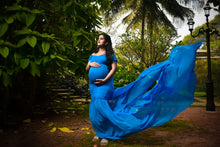 Load image into Gallery viewer, G46 (2), Blue Maternity Shoot Trail Baby Shower  Lycra Fit Gown, Size (ALL)