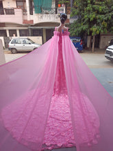 Load image into Gallery viewer, G401, Pink Flourish Trail Ball Gown, Size (XS-30 to XXL-44)